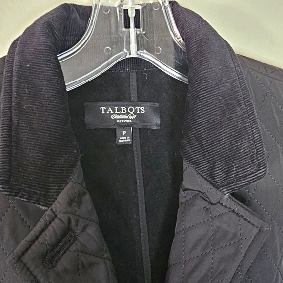 Talbots Black Quilted Fitted Gold Button Up Vest Size P 4-6 Fall Winter Layer - Picture 3 of 6